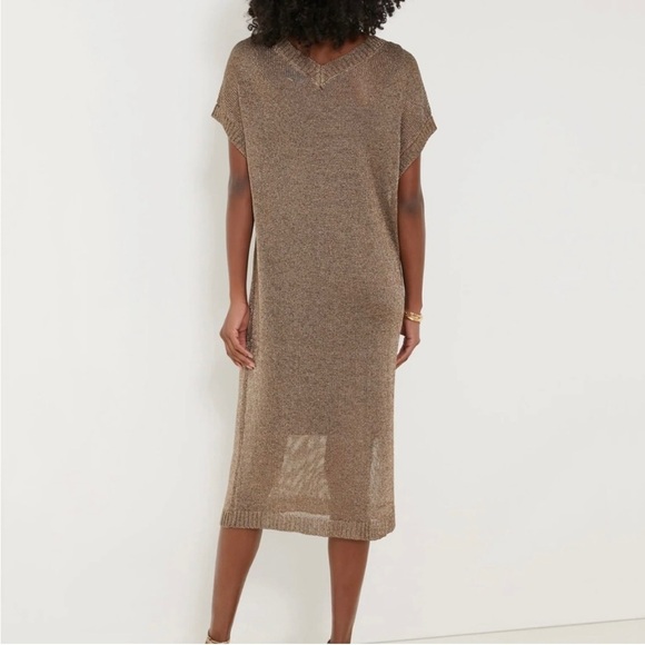 Tuckernuck Bronze Metallic Knit Indie Midi Dress-Brown-Women’s M-Party-Cocktail - Picture 4 of 16